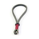 Gordy's Wrist Strap lug-mount made of durable Latigo leather with red cord wrap and metal ring for camera security