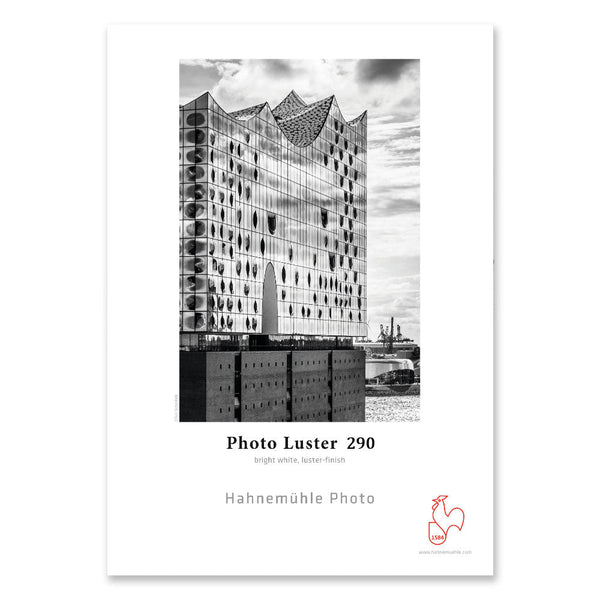 Hahnemuhle 8.5x11" Photo Luster 290gsm resin coated photo inkjet paper with bright white luster finish and smooth surface