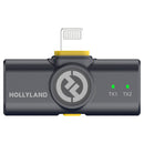 Hollyland Lark M2 compact wireless microphone transmitter with lightning connector and LED indicators