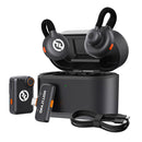 Hollyland Lark M2S wireless lapel microphone combo with compact transmitters, charging case, and USB-C cable for clear audio capture