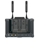 Hollyland Pyro 7 wireless monitor rear view showing dual antennas and multiple input-output ports