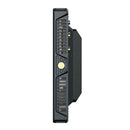 Hollyland Pyro 7 wireless monitor side view with ventilation and control button.