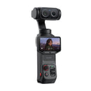 Insta360 Luna Ultra  with screen displaying a person on a white background