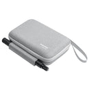 Insta360 X5 Carry Case in gray with secure strap for selfie stick and storage for camera accessories