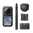 Insta360 X6 with additional accessories on a white background