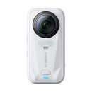 Insta360 X6 camera in white on a white background