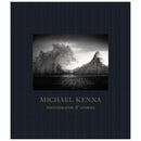 Michael Kenna Photographs and Stories book cover with black and white landscape image on deep blue cloth binding