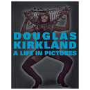 Douglas Kirkland photography book cover featuring a dynamic portrait of a model with striking pose and blue bold text
