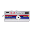 Kodak Charmera keychain digital camera in silver on a white background