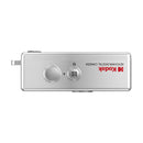 Kodak Charmera keychain digital camera in silver on a white background