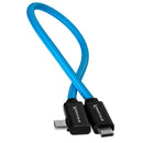 Kondor Blue coiled right-angle USB-C cable 12 inch fast charging and 8K video transfer