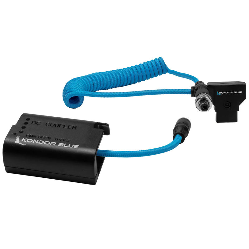 Kondor Blue Coiled D-Tap to Panasonic DMW-BLK22 Dummy Battery Cable