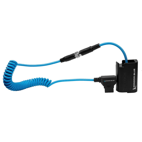 Kondor Blue Coiled D-Tap to Panasonic DMW-BLK22 Dummy Battery Cable