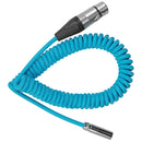 Kondor Blue coiled Mini XLR to XLR cable for Canon C70 and BMPCC 4K/6K cameras