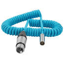 Kondor Blue coiled mini XLR to XLR cable for Canon C70 and BMPCC 4K/6K cameras