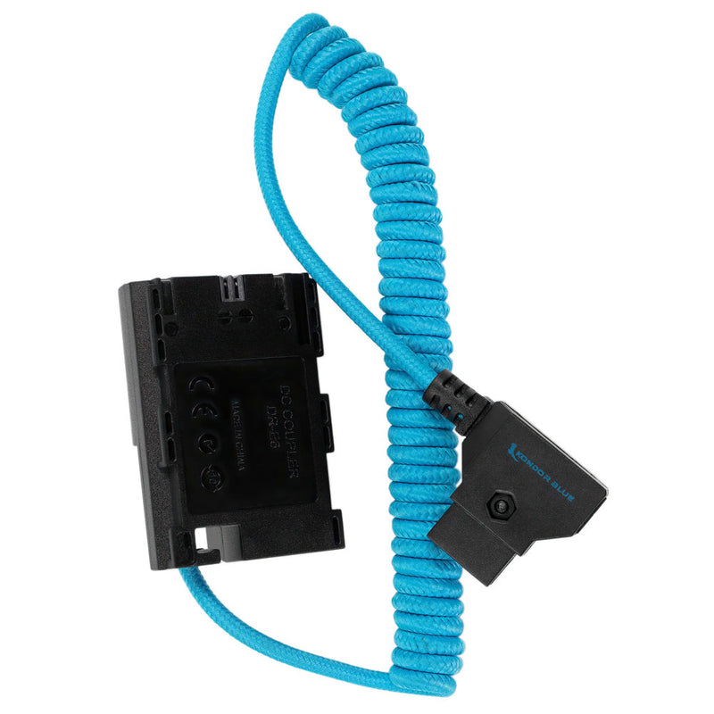 Kondor Blue Coiled D-Tap to Canon LP-E6NH Dummy Battery Cable