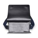 Leica M-System Leather Bag open showing black leather exterior and spacious interior with adjustable strap