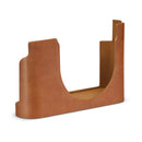 Brown vegetable-tanned leather halfcase for Leica D-Lux 8 with slim, robust design and tripod screw mount