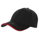 Black Leica cap logo embossed with red trim baseball hat