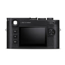 Back view of Leica M11-P camera showing LCD screen, control buttons, and textured grip design