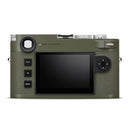 Leica M11-P Safari edition camera rear view with olive-green leatherette and silver controls