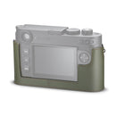 Leica M11 Protector half-case in green leather for Leica M11 camera with battery and SD card access