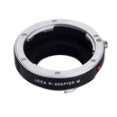 The Leica R Adapter M lens mount adapter on a white background