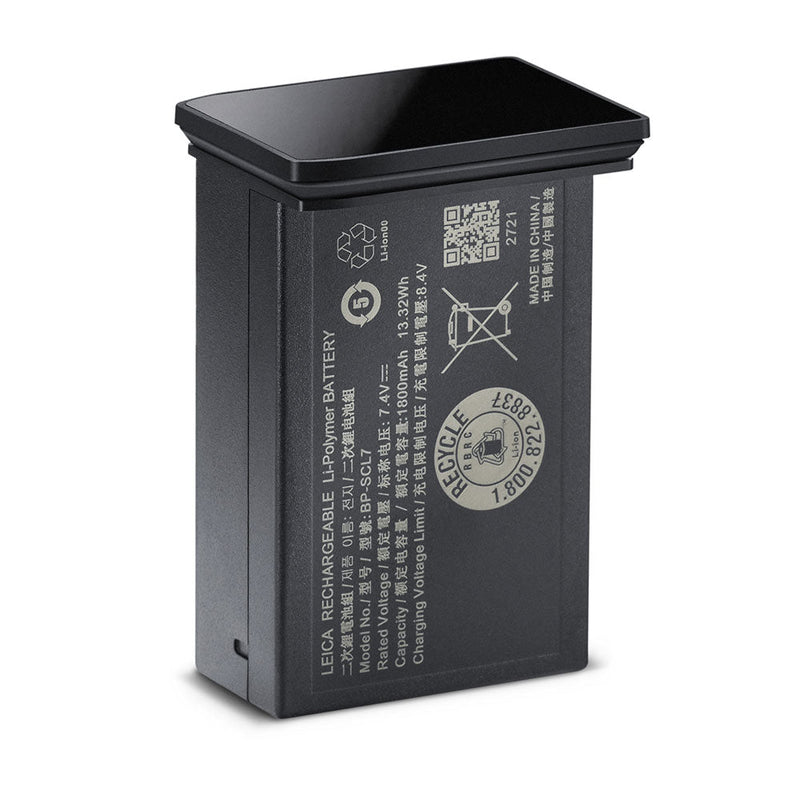 Leica BP-SCL7 glossy black rechargeable camera battery with 1800mAh capacity and USB-C charging