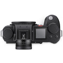 Leica SL3-S Body camera top view with control dials and display screen
