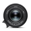 Leica Summilux-M 35mm f1.4 ASPH FLE II camera lens front view with retractable round lens hood