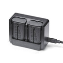 Leica USB-C Dual Battery Charger BC-SCL6 charging two batteries with status LEDs