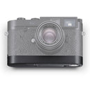 Leicavit M fast film winder attached to bottom of Leica M camera in black paint finish