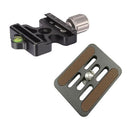 Leofoto DDC-50 Mini Clamp with BPL-50N Arca-type quick release plate and screw-knob lock mechanism