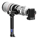 Leofoto MPG-01L monopod head with 360-degree tilt and Arca-Swiss mount attached to a camera and telephoto lens
