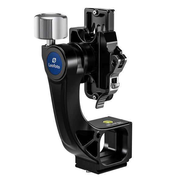 Leofoto MPG-02L lightweight black aluminum gimbal head with dual Arca-compatible slots and secure locking system