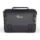 LowePro Adventura SH 160 black camera bag made with recycled fabrics, durable and compact with adjustable strap and protective base