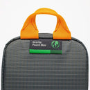 LowePro GearUp Pouch Mini grey organizer with orange handles and eco-friendly recycled fabric