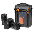 LowePro GearUp Creator Box L II camera bag organizer with QuickDoor entry and adjustable dividers for mirrorless cameras and lenses, made with 81% recycled fabrics.