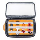 Lowepro GearUp Case Large electronics organizer with padded pockets and elastic straps for secure storage, made with 75% recycled fabrics.