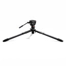 Manfrotto ONE Hybrid carbon fibre tripod with 500X fluid head, wide angle, low position setup for photo and video.