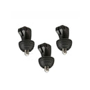 Three spiked rubber tripod feet on a white background