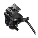 Camera fluid head with handle on a white background