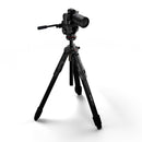 Manfrotto ONE Hybrid tripod with 500X fluid head and mounted camera for photo and video shooting