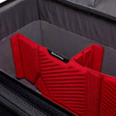 Interior view of Manfrotto Pro Light Cineloader Large bag with red modular dividers for camera and equipment organization