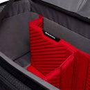 Interior padded red dividers of Manfrotto Pro Light Cineloader Medium camera bag