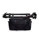 Manfrotto Pro Light Cineloader Medium black video camera bag with tripod attached on top