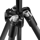 Close-up of Manfrotto Element MII Mobile Bluetooth Carbon tripod leg locks and center column mechanism