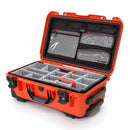 Nanuk 935 black waterproof protective case with dividers and lid organizer, featuring soft-grip handles and retractable handle on polyurethane wheels