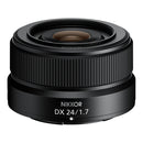 Nikkor Z DX 24mm f1.7 compact prime lens with large aperture and dust-resistant design