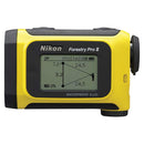 Nikon Forestry Pro II yellow laser rangefinder and hypsometer with digital display showing measurement data